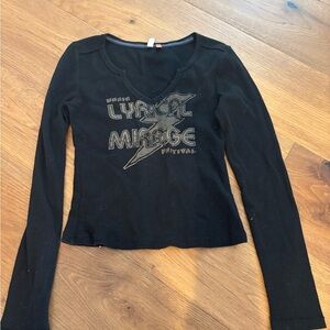 Pilcro Black Long Sleeve Graphic Tee